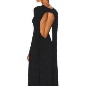 Norma Kamali OPEN BACK RIBBON SLEEVE FITTED GOWN - Black - S